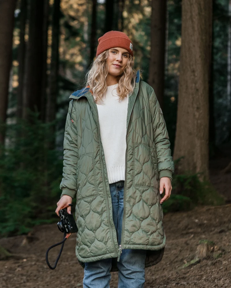 Flora Lange Isolierte Parka - Staubiges Olivgrün