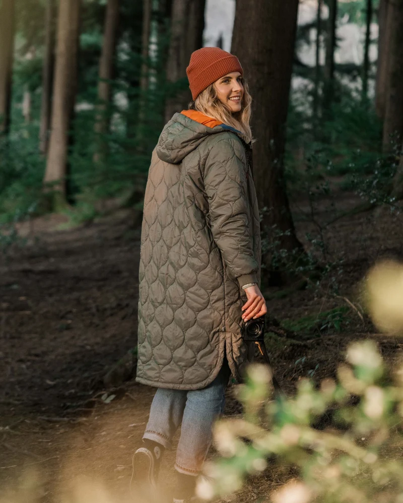 Flora Lange Isolierte Parka - Staubiges Olivgrün