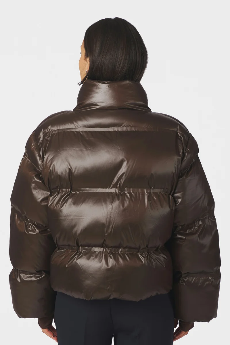 Rhea Shiny Puffer Jacket | Chocolate Brown | Jakke fra Neo Noir