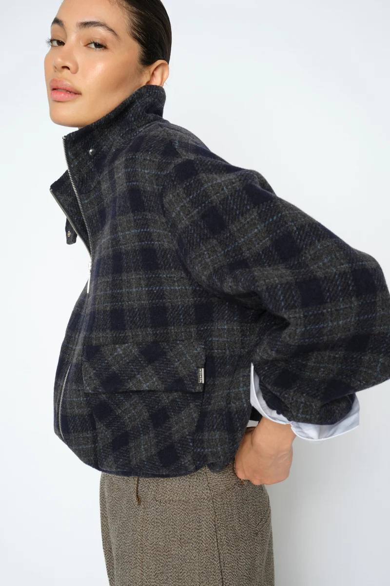 Camille Check Jacket | Salute Navy | Jakke fra Mos Mosh