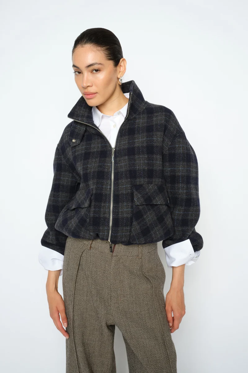 Camille Check Jacket | Salute Navy | Jakke fra Mos Mosh