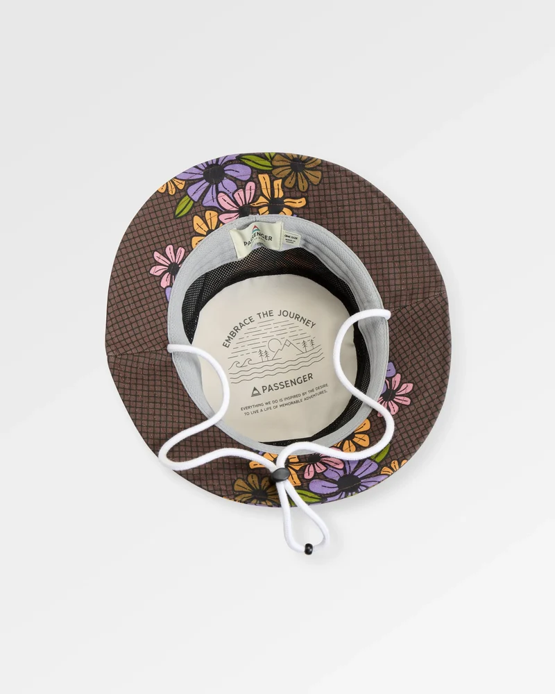 Schattierter Fischerhut - Florales Gitter Espresso