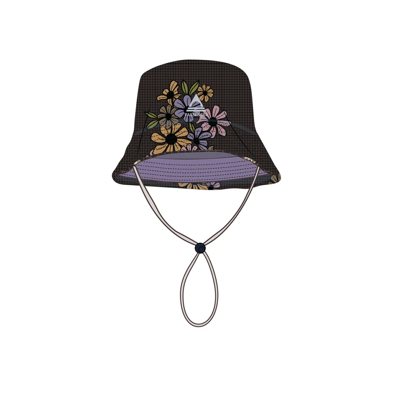 Schattierter Fischerhut - Florales Gitter Espresso