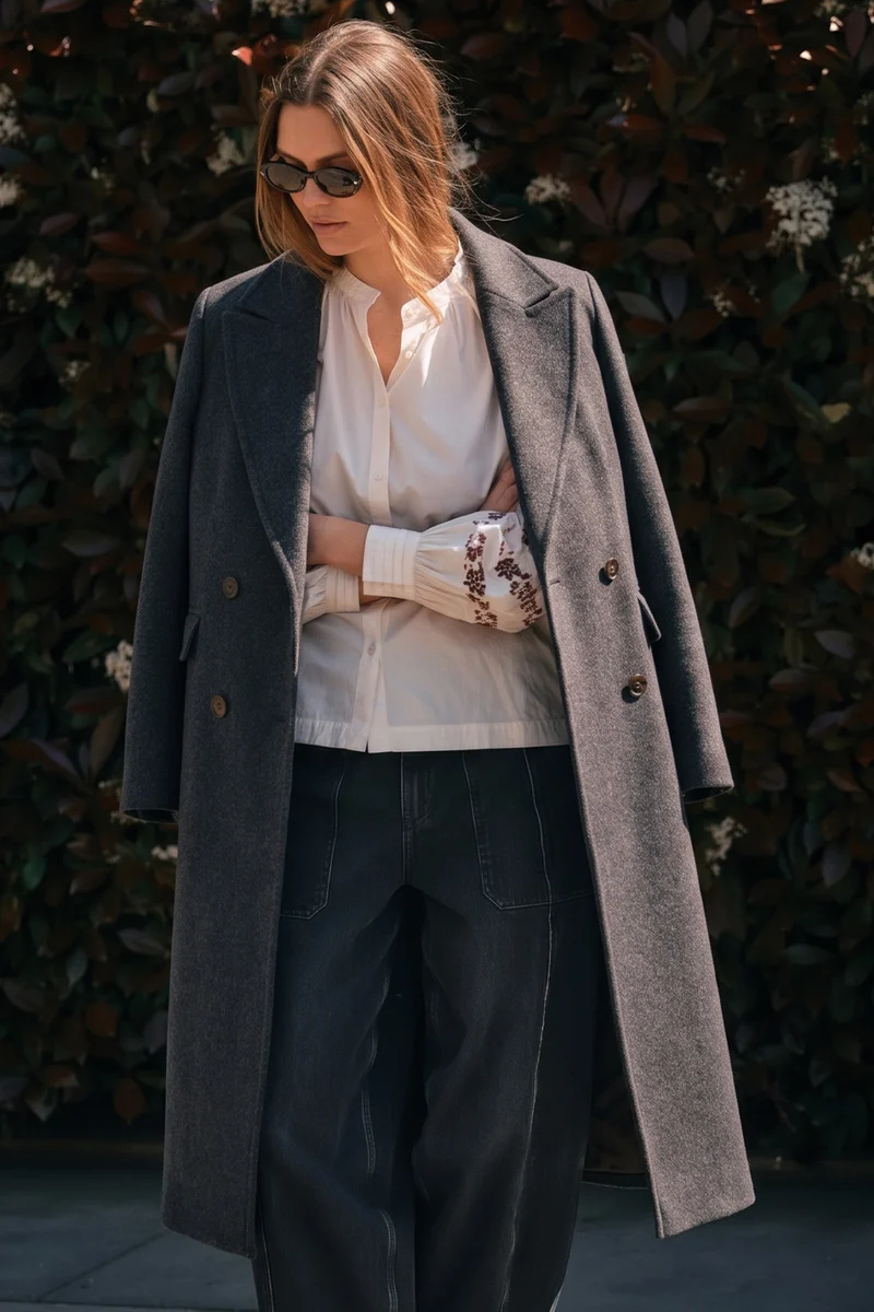 Alva Loisa Mock Neck Coat | Antracite | Jakke fra Mos Mosh