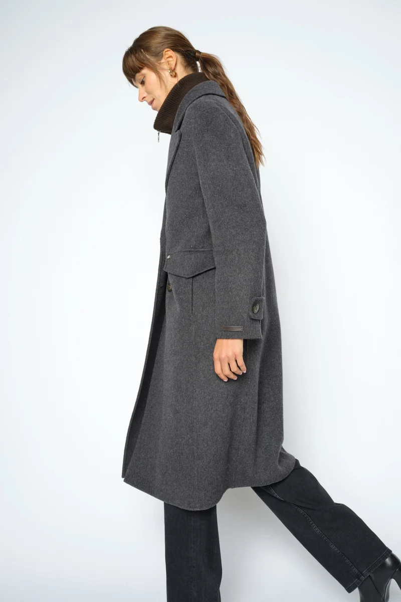 Alva Loisa Mock Neck Coat | Antracite | Jakke fra Mos Mosh