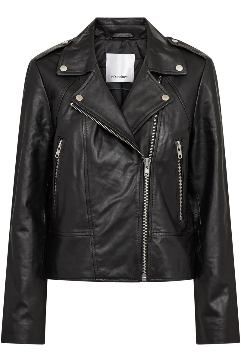 Phoebecc Leather Biker Jacket 500415 | Black | Co'couture
