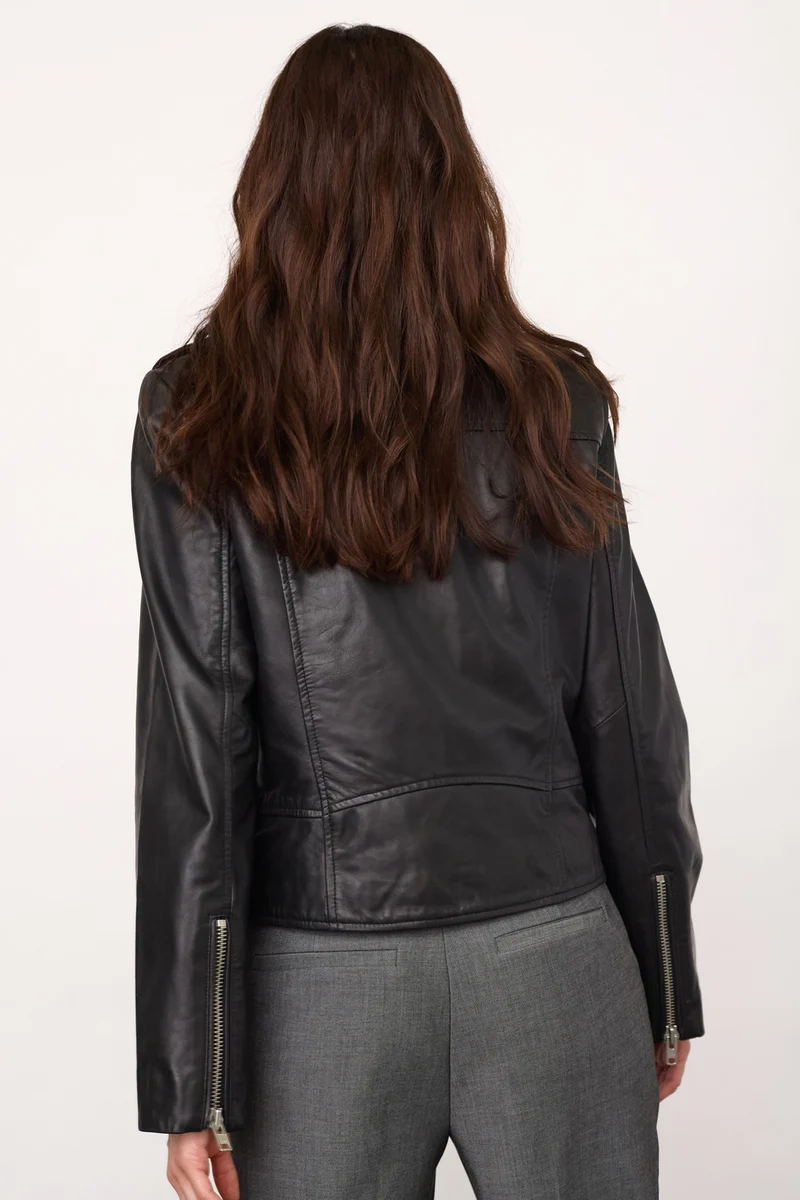 Phoebecc Leather Biker Jacket 500415 | Black | Co'couture