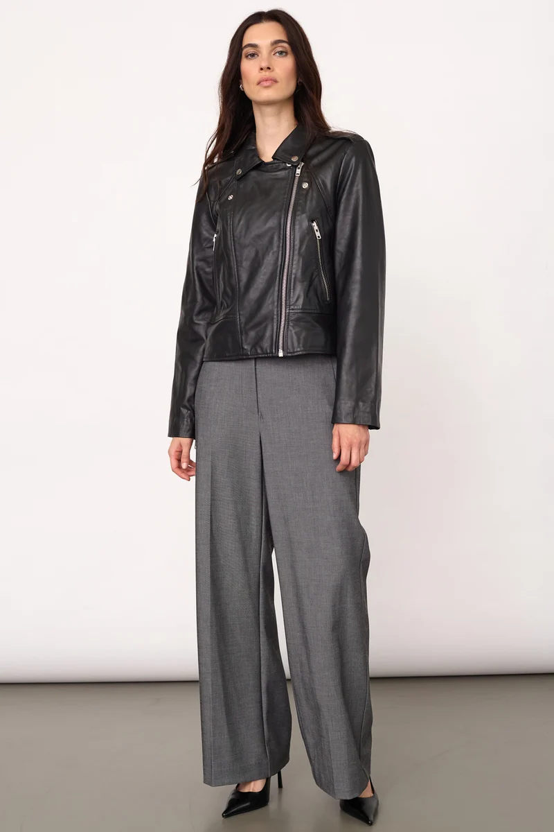Phoebecc Leather Biker Jacket 500415 | Black | Co'couture