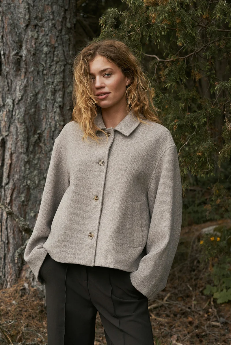 Hamra Herringbone Twill Jacket | Beige Melange | Jakke fra Neo Noir