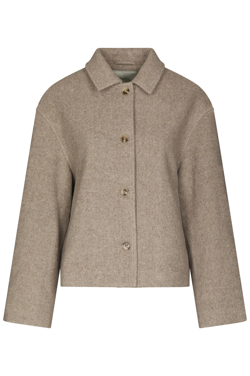 Hamra Herringbone Twill Jacket | Beige Melange | Jakke fra Neo Noir