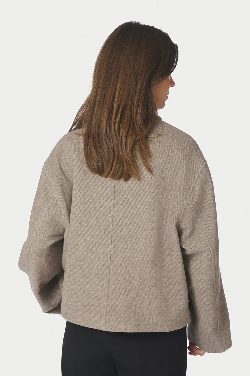 Hamra Herringbone Twill Jacket | Beige Melange | Jakke fra Neo Noir