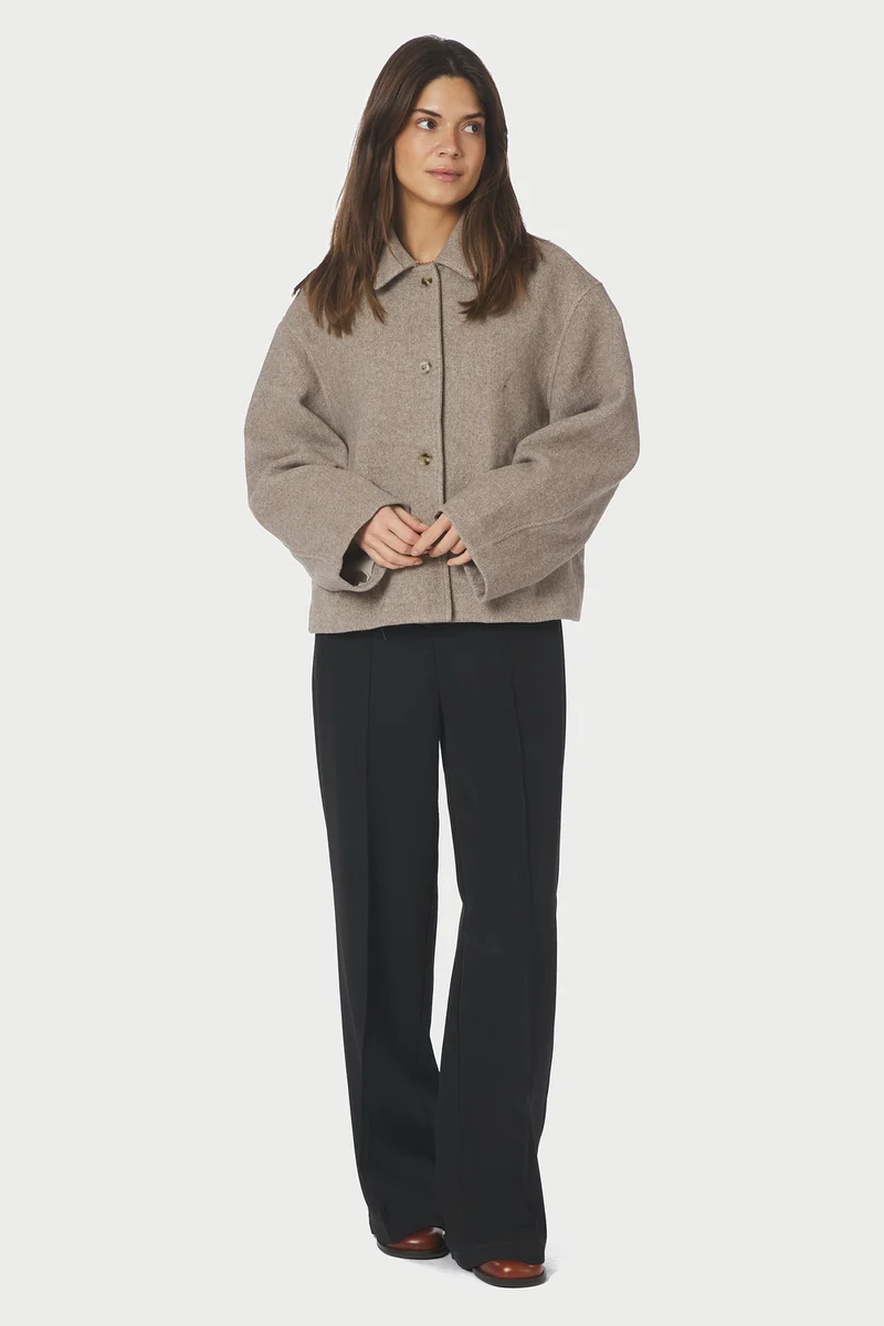 Hamra Herringbone Twill Jacket | Beige Melange | Jakke fra Neo Noir
