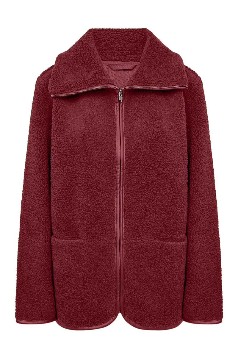 Bamie Teddy Zip | Mørkerød | Jakke fra French Laundry