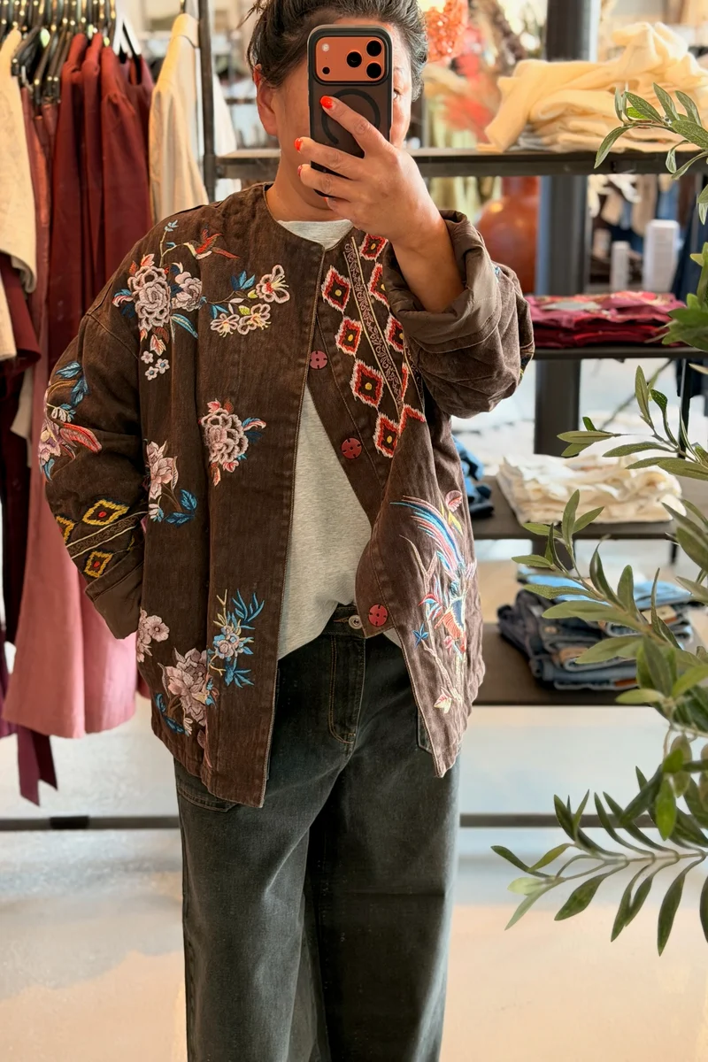 Darcy Embroidered Jacket | Dark Brown