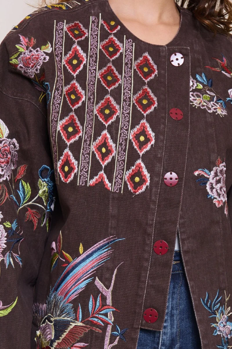 Darcy Embroidered Jacket | Dark Brown