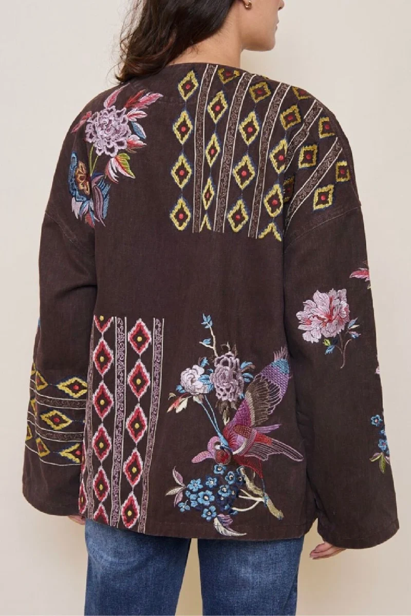 Darcy Embroidered Jacket | Dark Brown