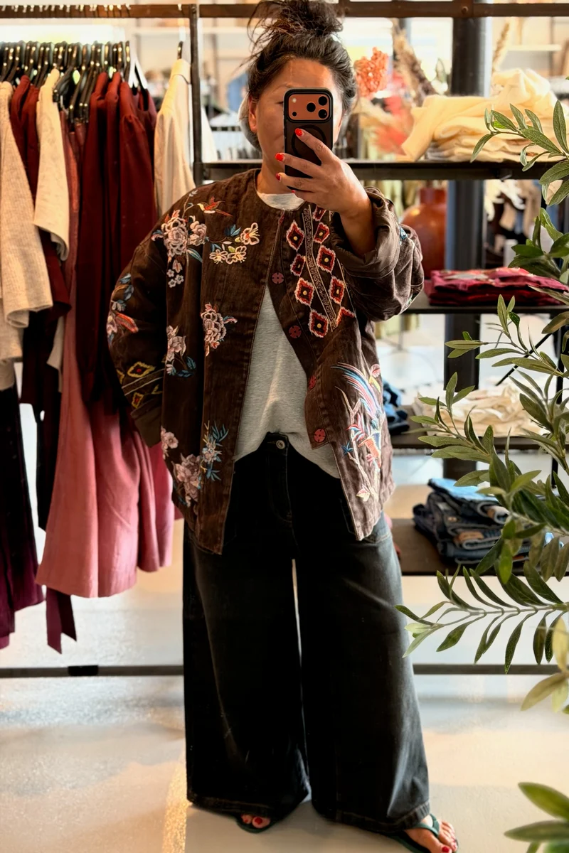Darcy Embroidered Jacket | Dark Brown