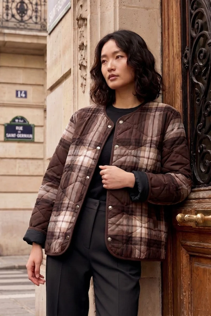 Perla Quiltet Jacket | Dark Maroon