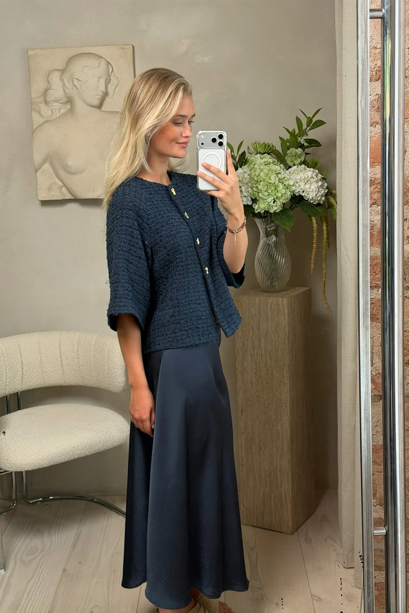 Rosella Boucle Mini Jacket | Navy | Jakke fra Neo Noir