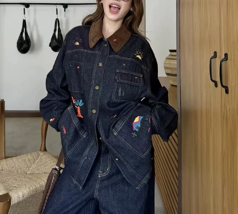 Cia Embroidered Denim Set | Jeans