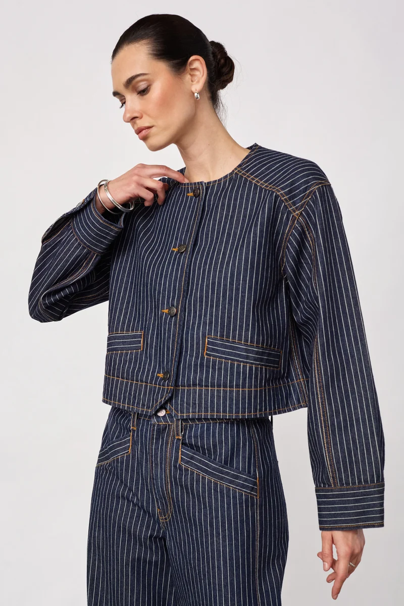 Siggacc Stripe Jacket 500006 | Denim Blue | Co'couture