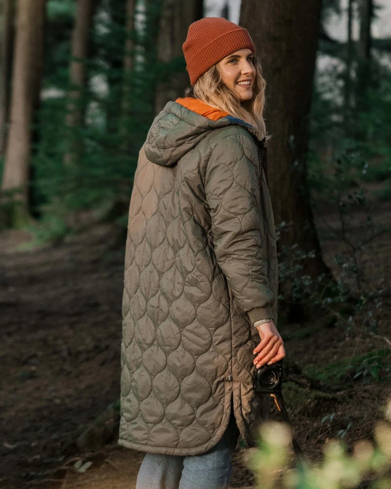 Flora Lange Isolierte Parka - Staubiges Olive