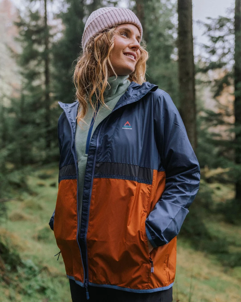 Viento Windshell Jacke - Dunkles Denim/Sonnenuntergangs-Orange