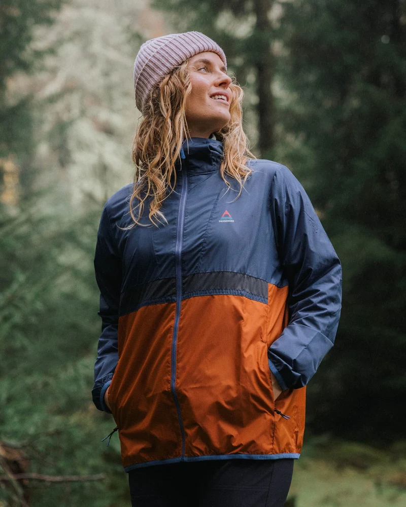 Viento Windshell Jacke - Dunkles Denim/Sonnenuntergangs-Orange