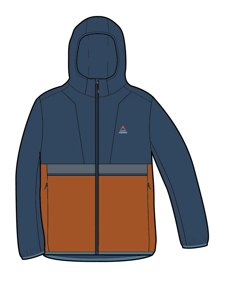 Viento Windshell Jacke - Dunkles Denim/Sonnenuntergangs-Orange