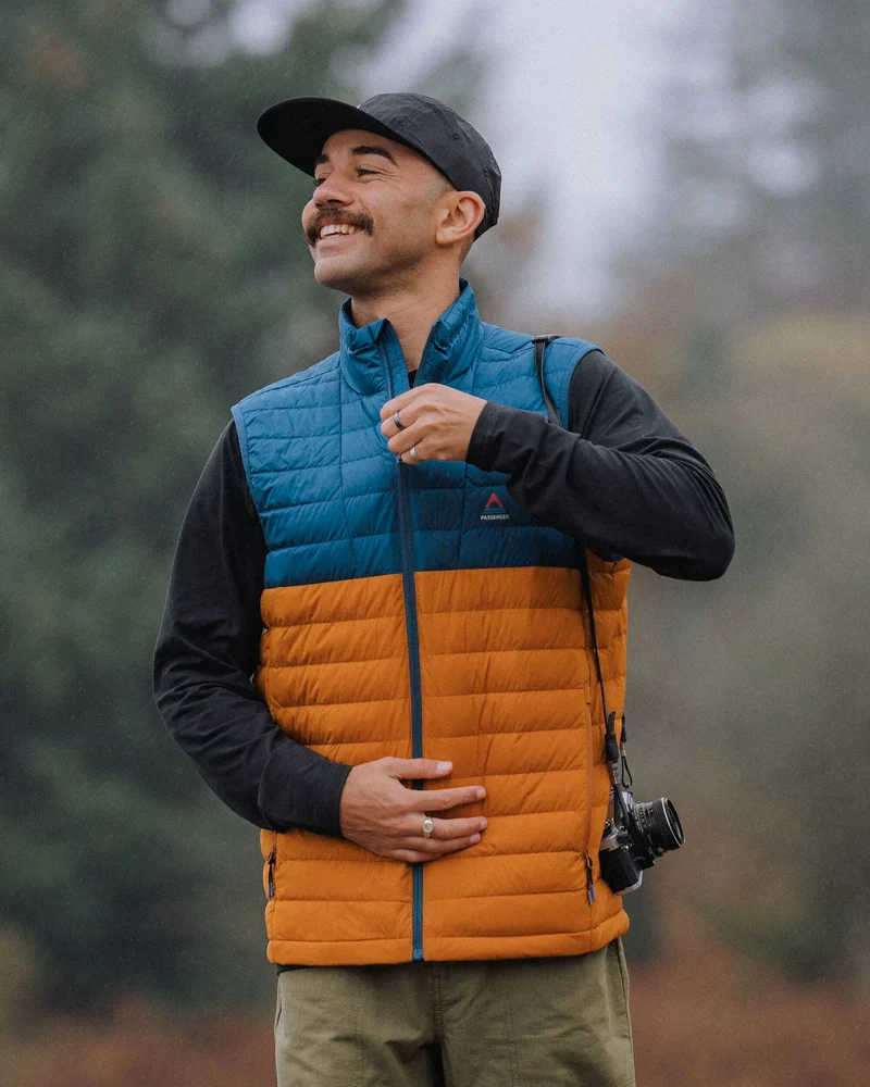 Ashland Daunen Weste - Retro Orange/Tidal Blue