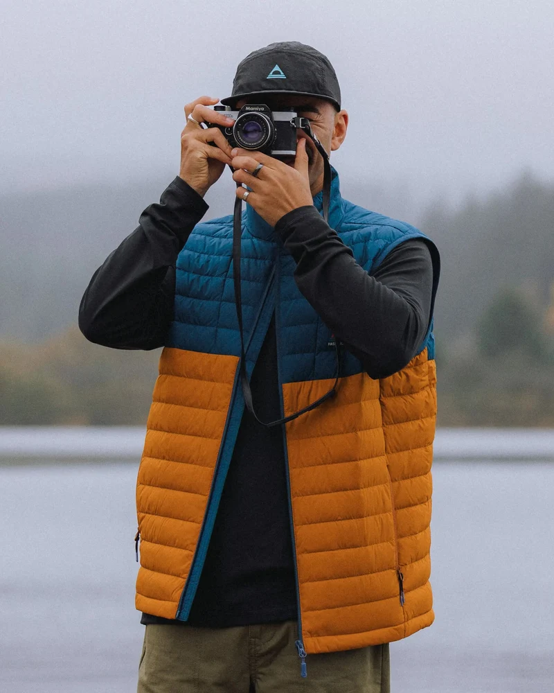 Ashland Daunen Weste - Retro Orange/Tidal Blue