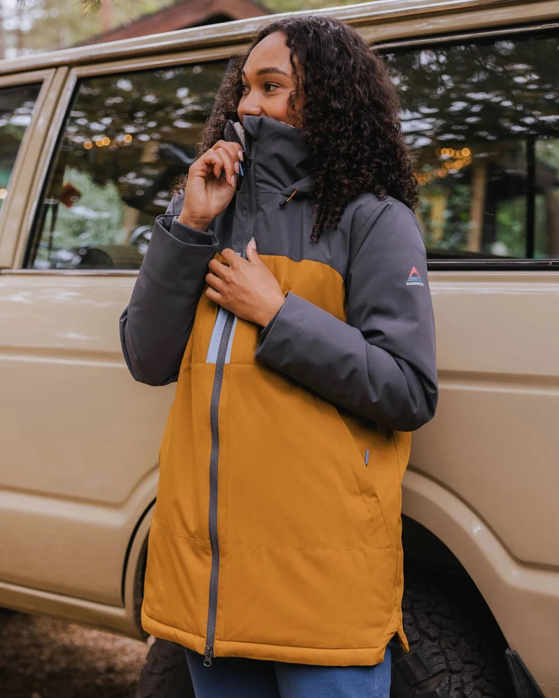 Lumi Farbblock Parka - Goldbraun