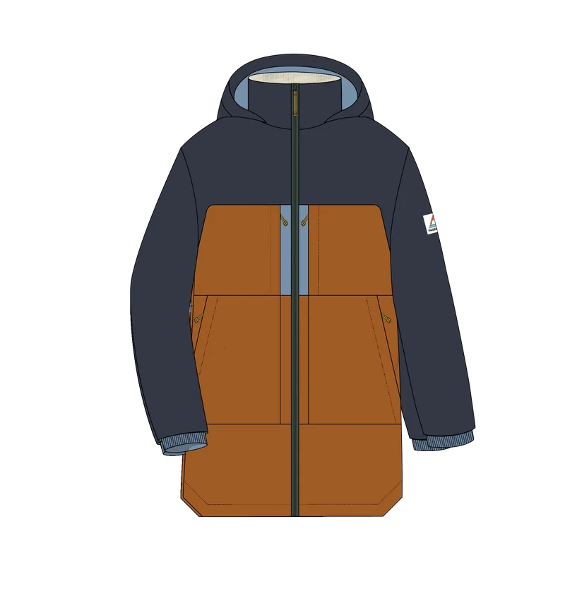 Lumi Farbblock Parka - Goldbraun