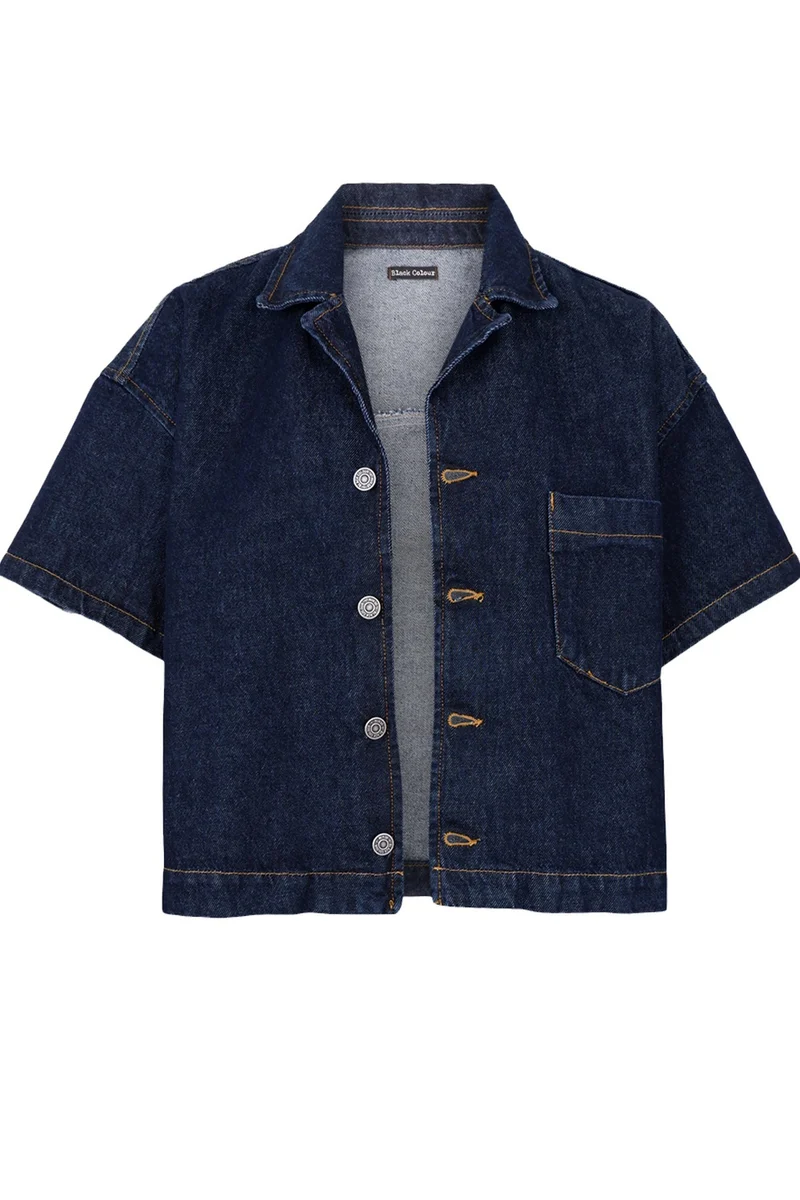 Dafne Denim Jacket 41283 | Dk. Denim | Black Colour