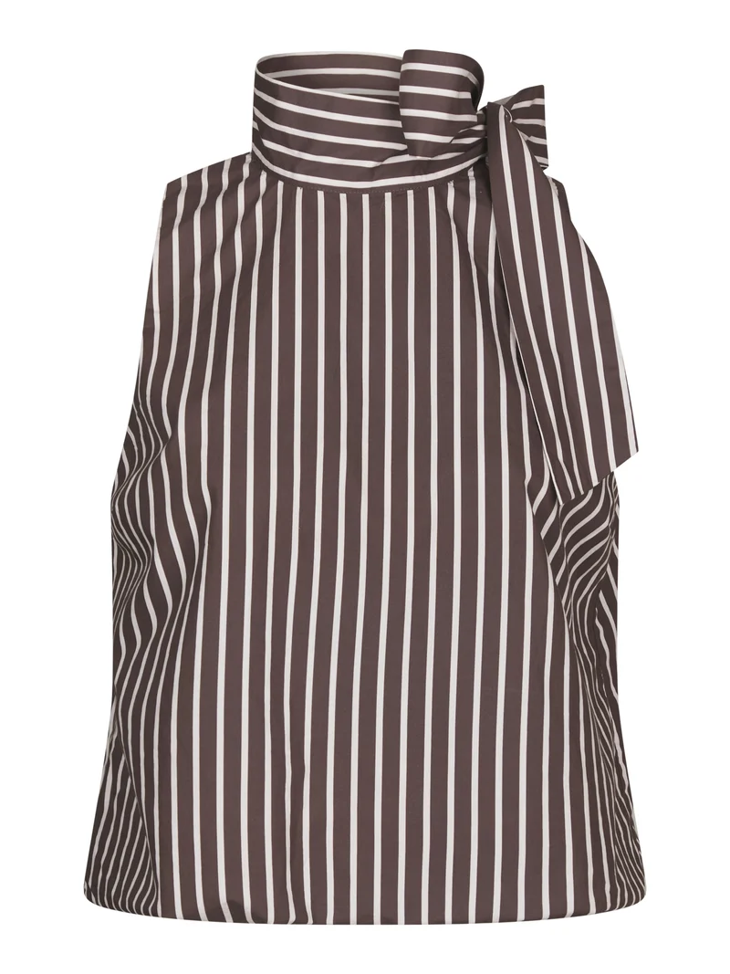 Veda Wide Stripe Top | Dark Brown | Top fra Neo Noir