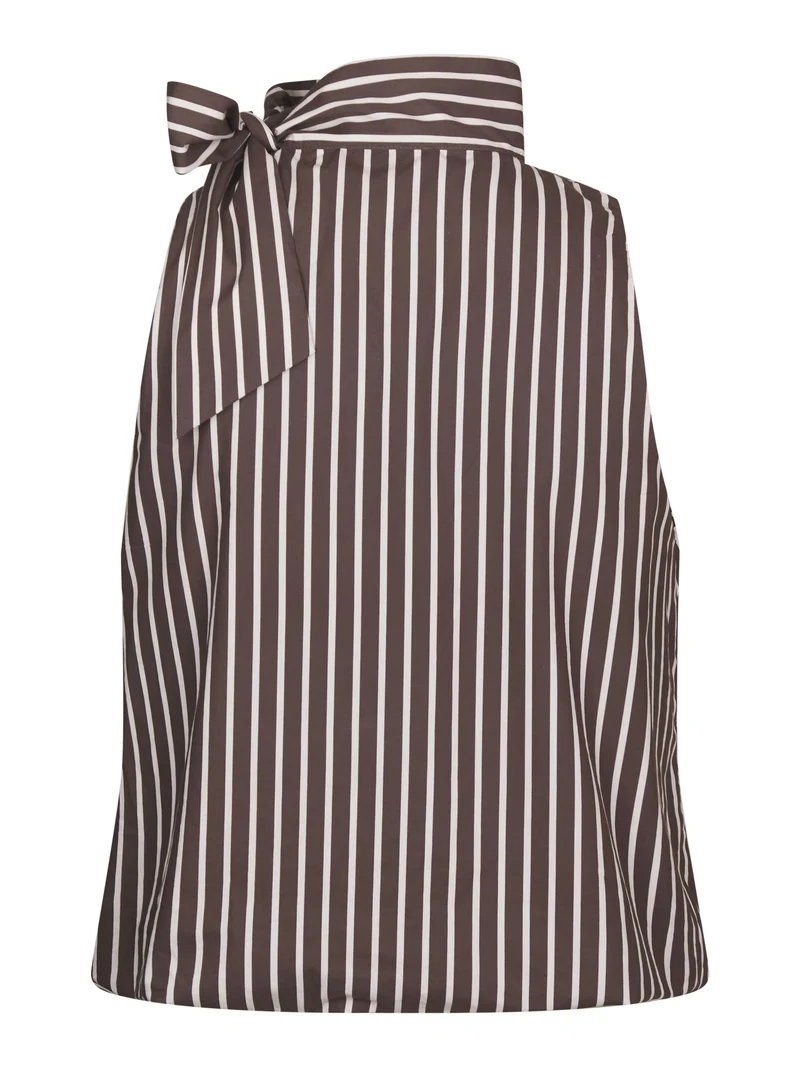 Veda Wide Stripe Top | Dark Brown | Top fra Neo Noir