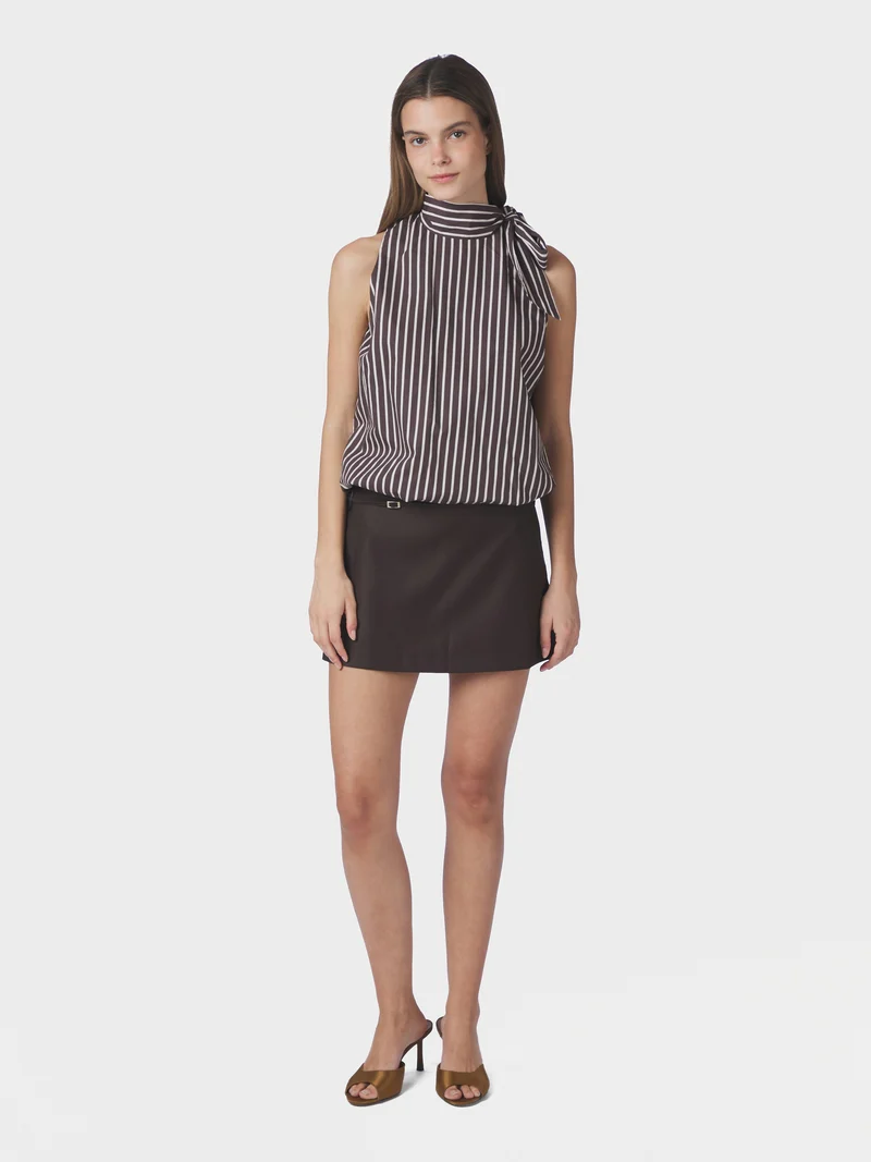 Veda Wide Stripe Top | Dark Brown | Top fra Neo Noir