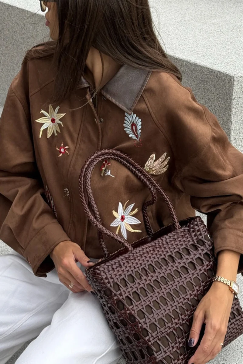 Baya Embroidered Jacket | Taupe