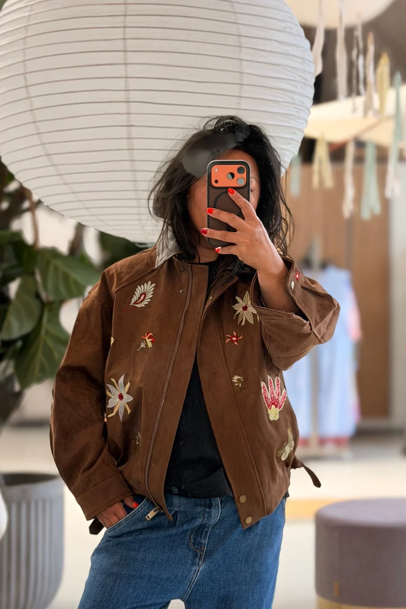 Baya Embroidered Jacket | Taupe