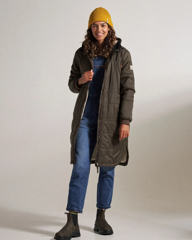 Flora Sherpa gefütterte Parka - Kaffee