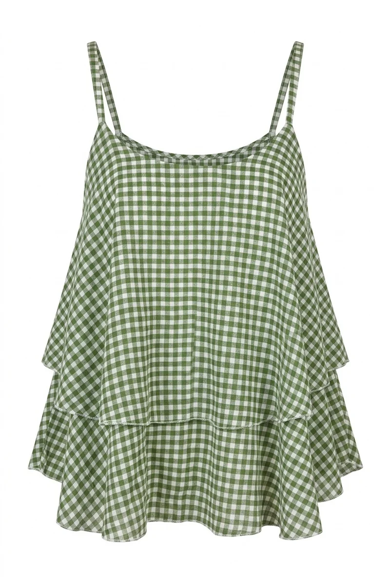 Chianni Gingham top | Kaki