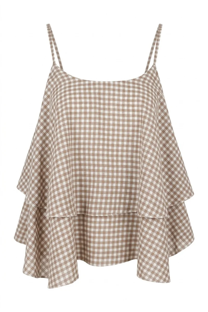 Chianni Gingham top | Taupe