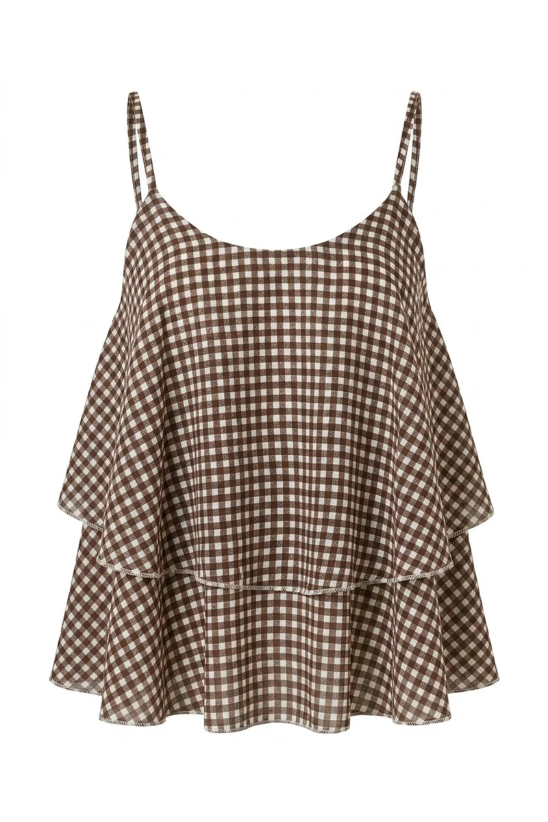 Chianni Gingham top | Dark Maroon