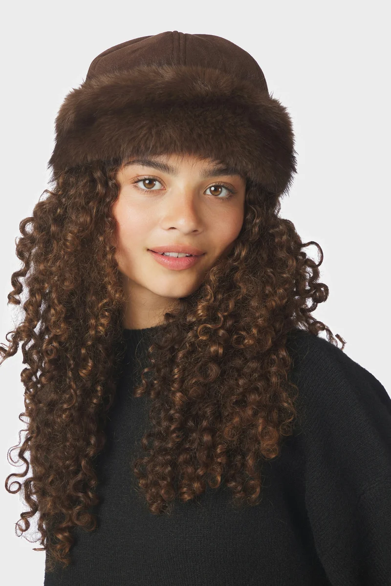 Nappi Faux Fur Hat | Brown | Accessories fra Neo Noir