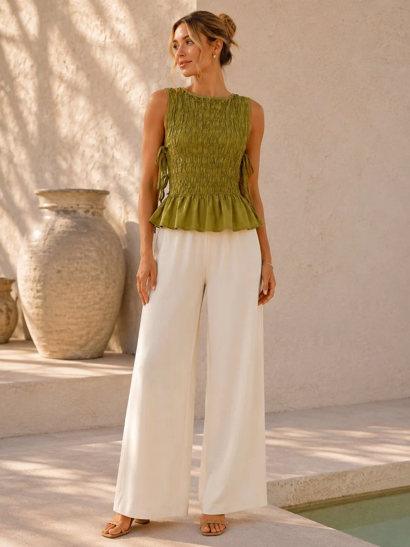 Boho Smock Flair top | Lime Green