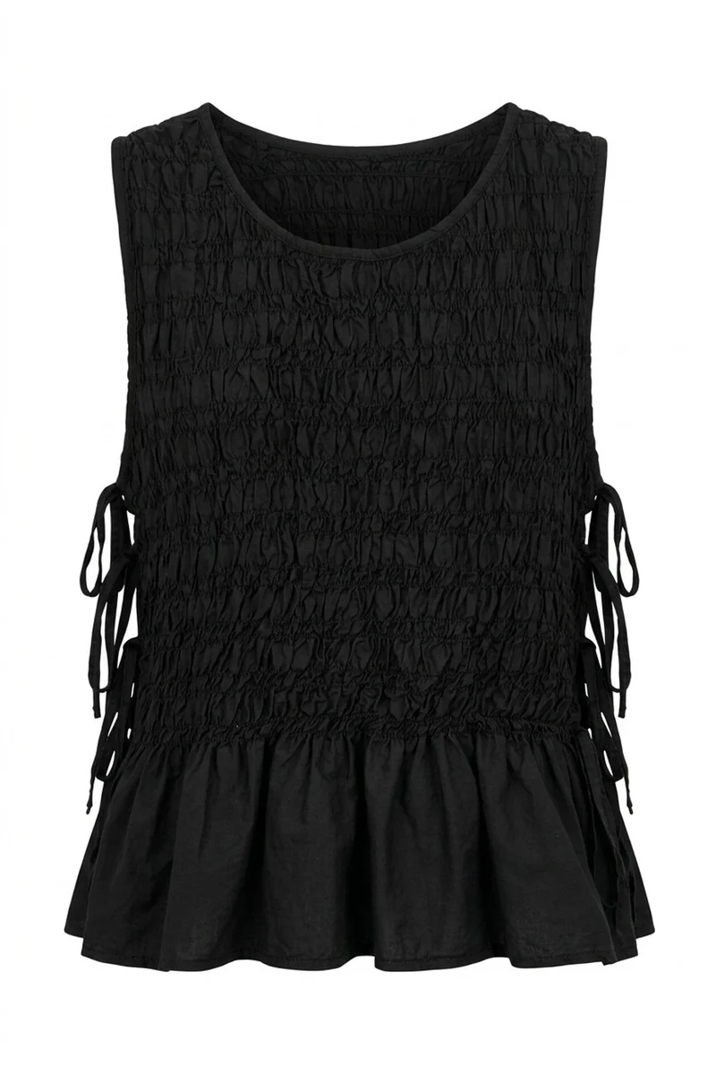 Boho Smock Flair top | Black