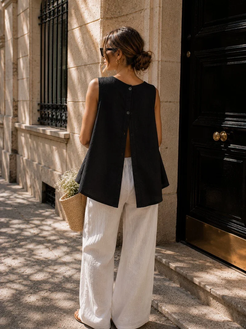 Sierra Linen Top | Black