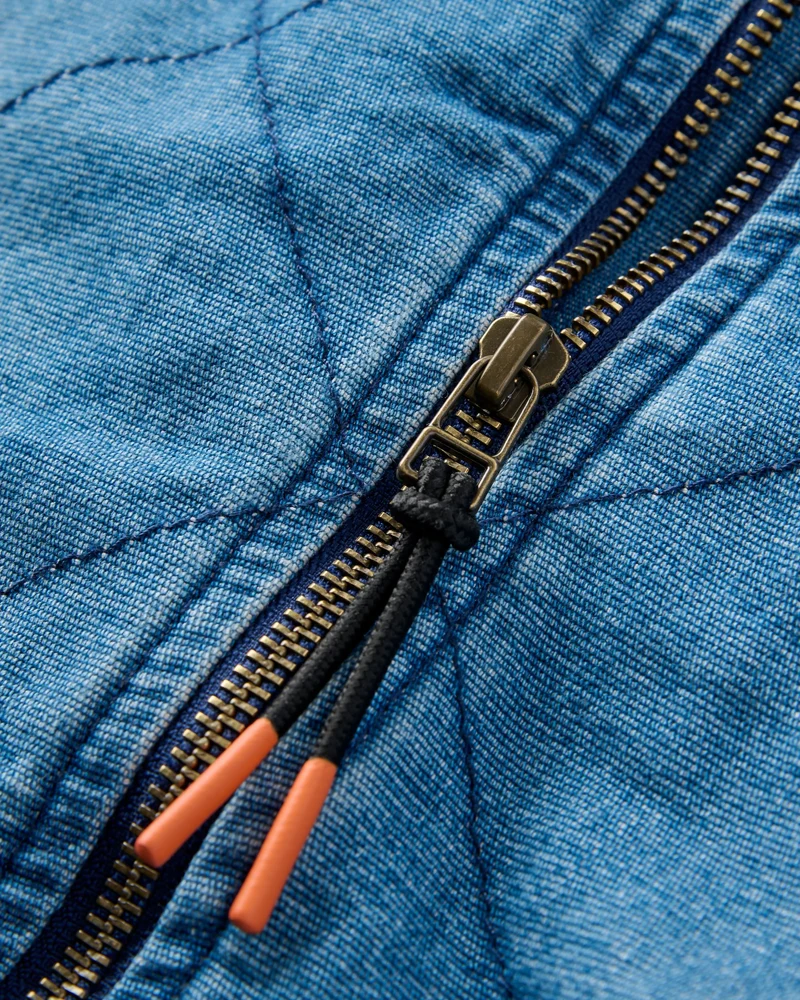 Lucia Sherpa-gefütterte Denim-Bomberjacke - Denim Blau