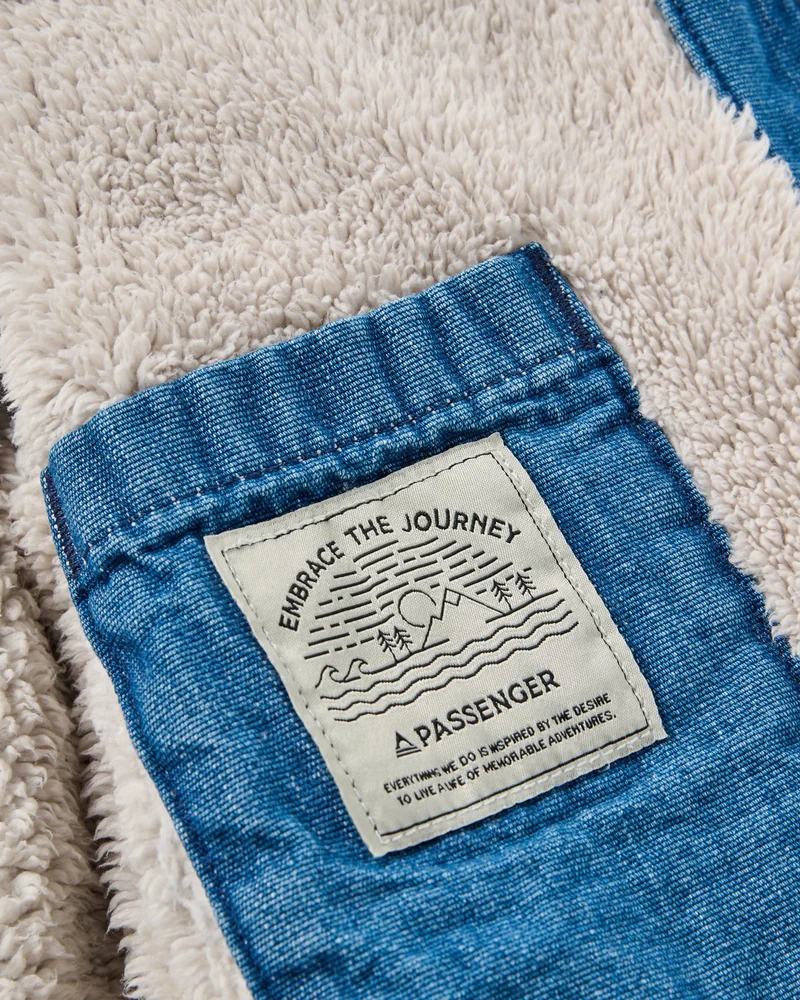 Lucia Sherpa-gefütterte Denim-Bomberjacke - Denim Blau
