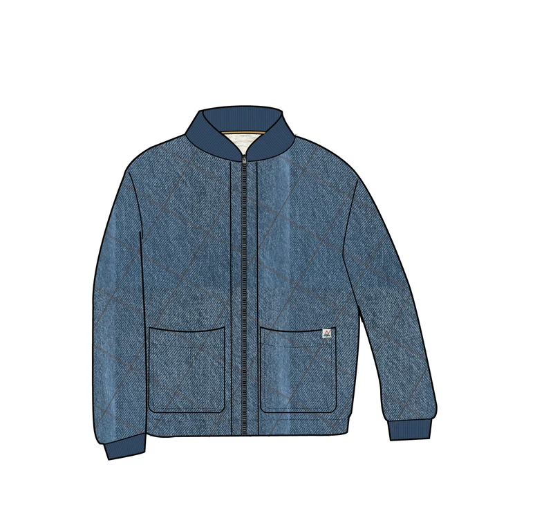 Lucia Sherpa-gefütterte Denim-Bomberjacke - Denim Blau